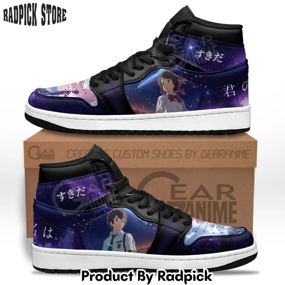 Your name mitsuha and taki air jordan high top sneakers anime mv14  rp0359079